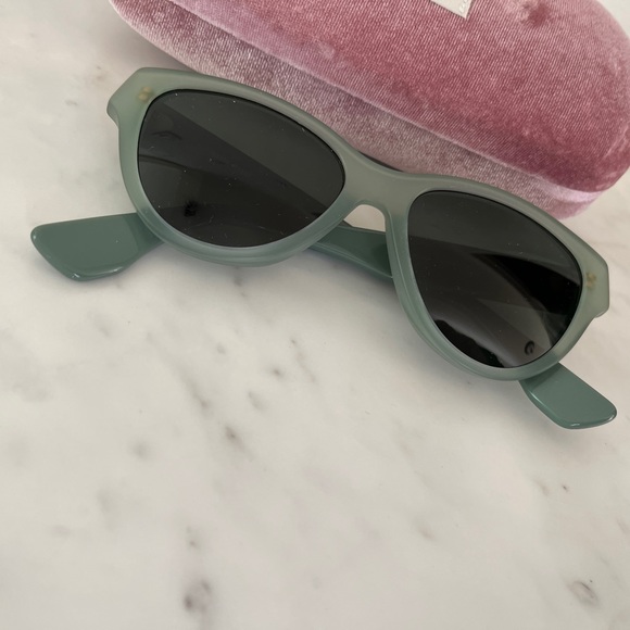 Miu Miu Green Cateye Sunglasses Glasses Frames Eyeglasses Italy Pink Velvet Case - Picture 3 of 12